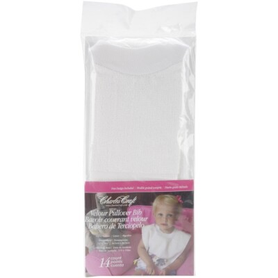 Charles Craft Velour Toddler Pullover Bib 14 Stitch Count 12''X19.5''- White NIP