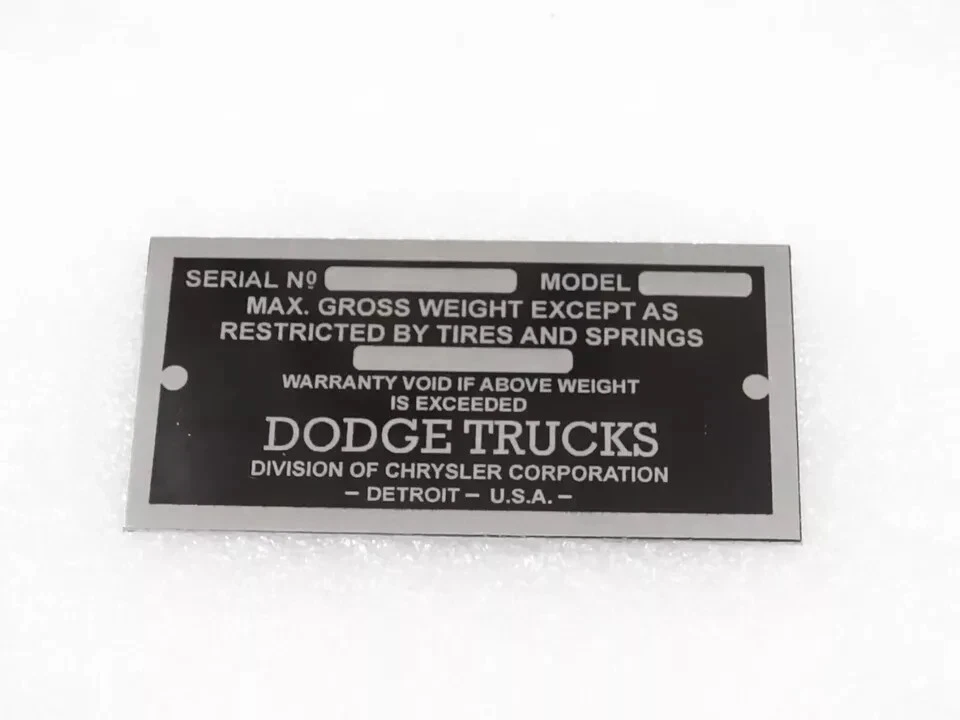 PLACA DE DATOS PARA CAMIÓN DODGE VINTAGE 1928-1937 | Apto para Foto 4 de 4