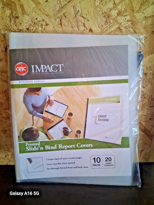 Impact Slide'n Bind Report Covers 8 Pack 20 Sheet Capacity New