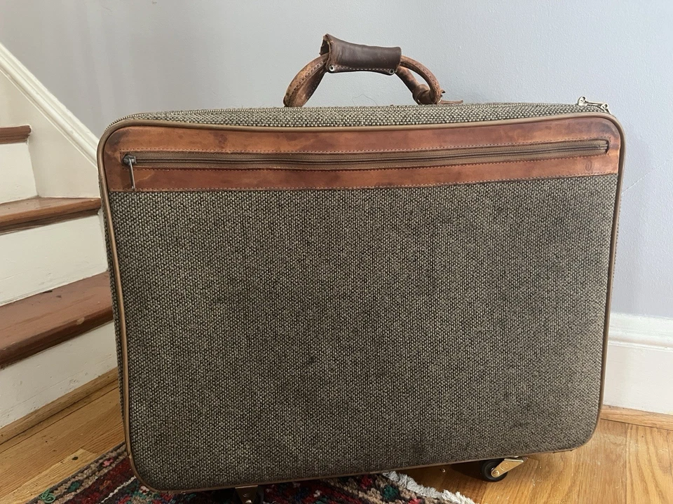 "Maleta de cuero Hartmann Tweed vintage 24"" Mad Men Jet Age bolsa de viaje decoración" Foto 3 de 4