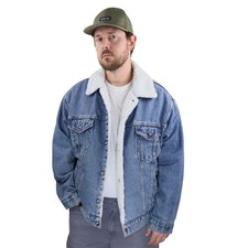 Vtg 90s Levi's Sherpa Lined Denim Trucker Jacket Mens L 44/48 USA Made Blue Jean