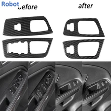 Carbon Fiber Front Rear Window Lift Switch Panel Set For Ford EcoSport 2018-2025