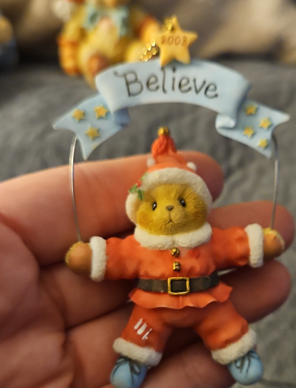Believe Santa Bear Hanging Christmas Ornament 2008 Multicolor Stars MPN