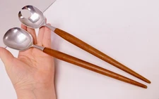 Vintage Teak Salad Servers Spoon Fork Mid Century Modern Scandinavian