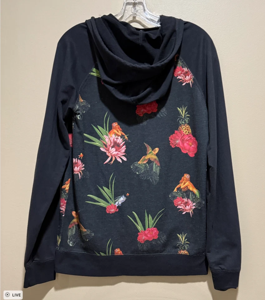 On The Byas Sirena Gráfico Sudadera con Capucha Floral Arte Tropical Pullover Sudadera Hombres S Foto 2 de 4