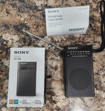 Sony ICF-P26 Portable Pocket AM/FM Radio Speaker Black Box Manual Tested