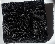 Vintage Belgium Black Beaded Evening wallet Coin Purse