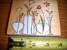 HERO ARTS VASES WITH FLOWERS H2548 NEW WOOD RUBBER STAMPS
