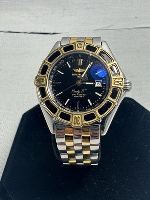 BREITLING LADY J 2 TONE 18K/SS 31MM BEAUTIFUL BLACK DIAL LADIES WATCH D52065