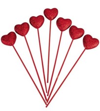 7ct. Valentines Day Glitter Red Heart Foam Decorative Pick