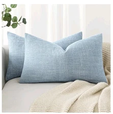 MIULEE Pack of 2 Decorative Linen Burlap Coastal Pillow Covers Farmhouse Boho...