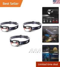 Lepro LED Headlamp 3 Pack - Rechargeable, 150 Lumens, Ideal for Hiking & Camping