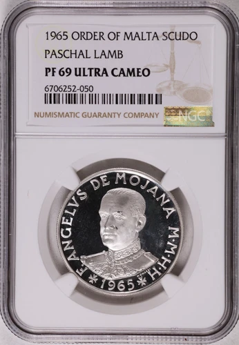 1965 Order of Malta 1 Scudo Angelo Paschal Lamb Silver NGC PF 69 ULTRA CAMEO