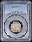 1914-D Buffalo Nickel 5c PCGS VF35 - Original!