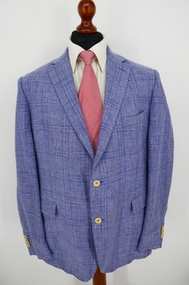 Eduard Dressler Sakko Gr.27 Schurwolle Leinen Hell Blau Blue Label Top Zustand