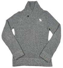Abercrombie and Fitch Shawl Collar Ribbed Sweater Men's Size Large Grey 