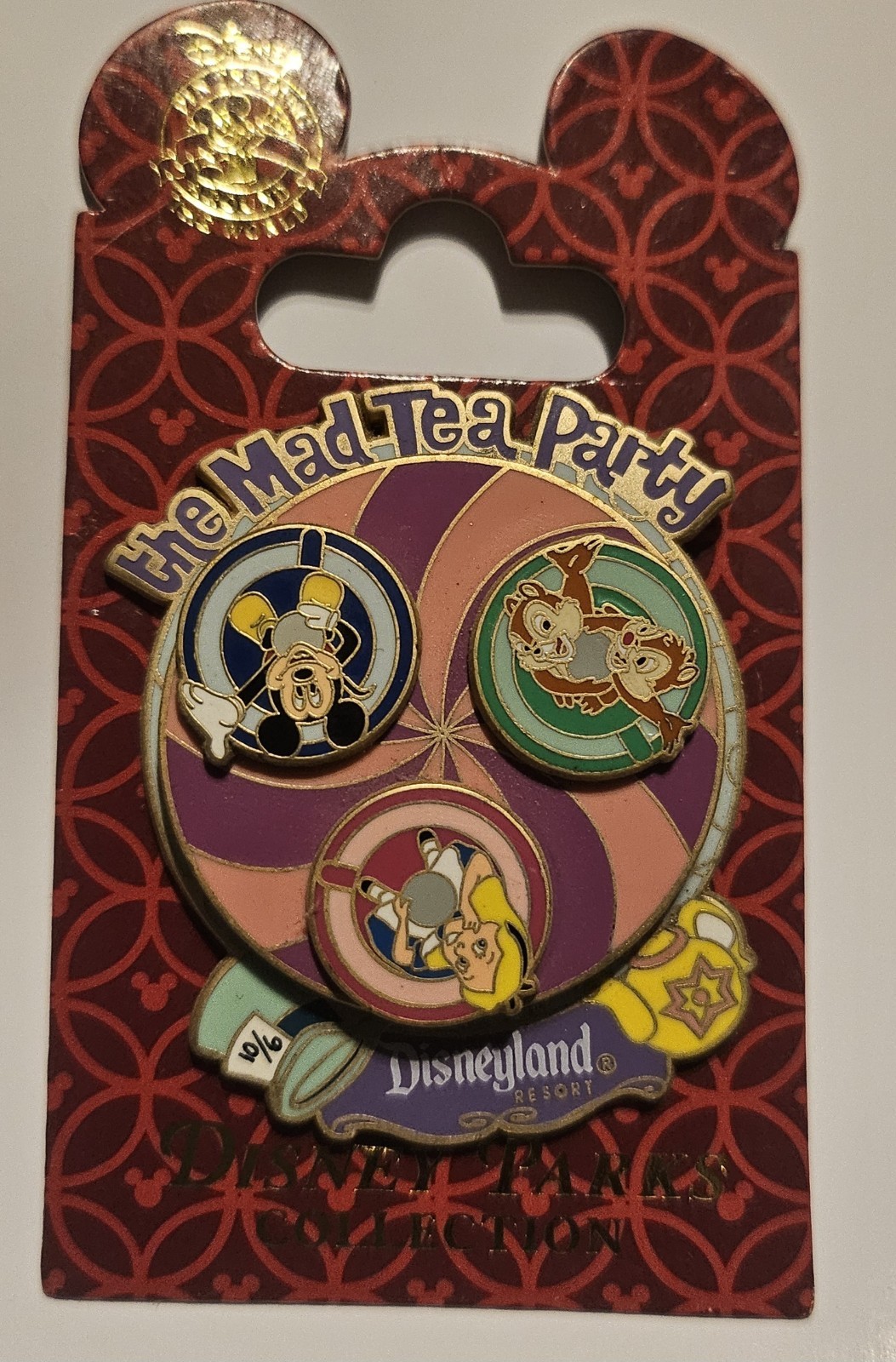 Disney Parks Mad Tea Party SPINNER Pin - Mickey Alice Chip & Dale - NEW