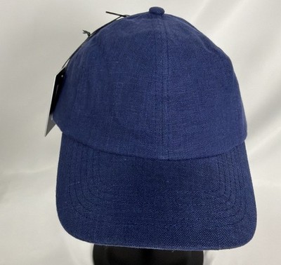 VRST MENS Linen Premium Baseball Hat Leather Strapback Strap Navy Blue New