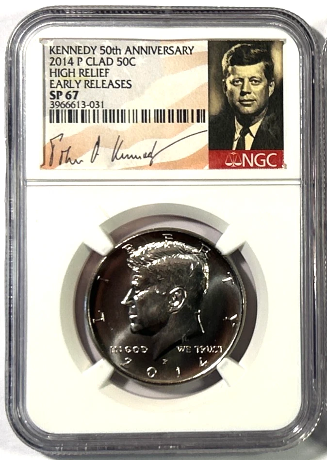 2014 P&D Kennedy High Relief 50th Anniversary Half Dollars SP67 Early Releases - Image 3 of 4