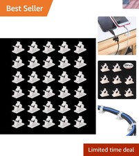 Adjustable White Cable Clips - 30 Pack for Neat Desk Organization and Control