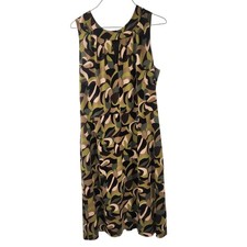 TAHARI Green Geometric Print Sleeveless Dress Womens Size 12