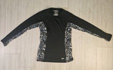 Speedo Swim Shirt Womens Rash Guard UPF 50  Long Sleeves Black Floral Small