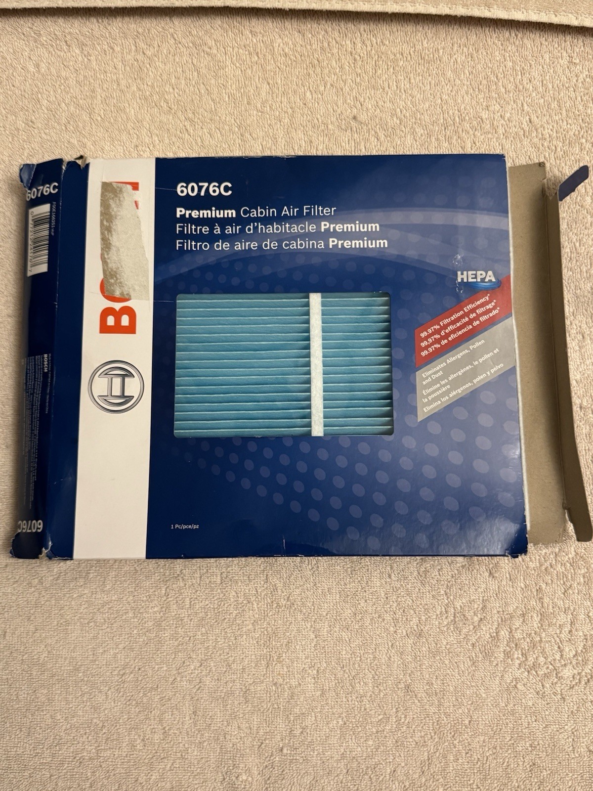 Bosch Cabin Filter 6076C Open Box Unsealed Filter