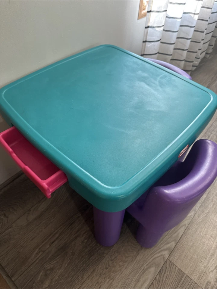 Vintage Little Tikes Table and Chairs Set of 2 Purple And Green - Image 2 of 2