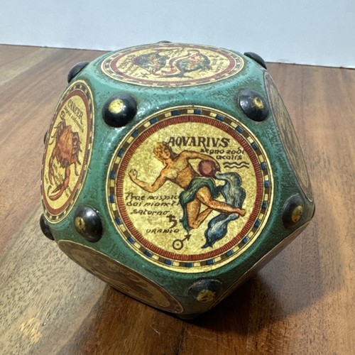 Vintage Zodiac Astrology Dodecahedron Green Italian Divination Tool