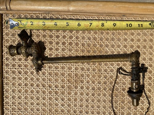 ANTIQUE Brass Twisted Gas Light Lamp Arm Fixture Parts Repair 11" X 4.5 Jupiter - Picture 12 of 20