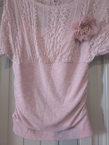 Heart Soul Women Lace Top Pink/Mauve w/ Cami & Rose Pin Size XL - Picture 1 of 5