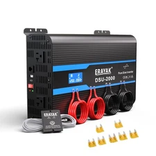 2000W Pure Sine Wave Inverter 12V DC to 110V 120V AC Converter for Home, RV, ...