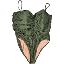 J. Crew Ruched sweetheart one-piece in Safari Green Plus 24 NWT