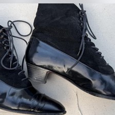 Vintage Ralph Lauren Lace-up Leather Suede Pointed Booties Boots -Size 8.5 B