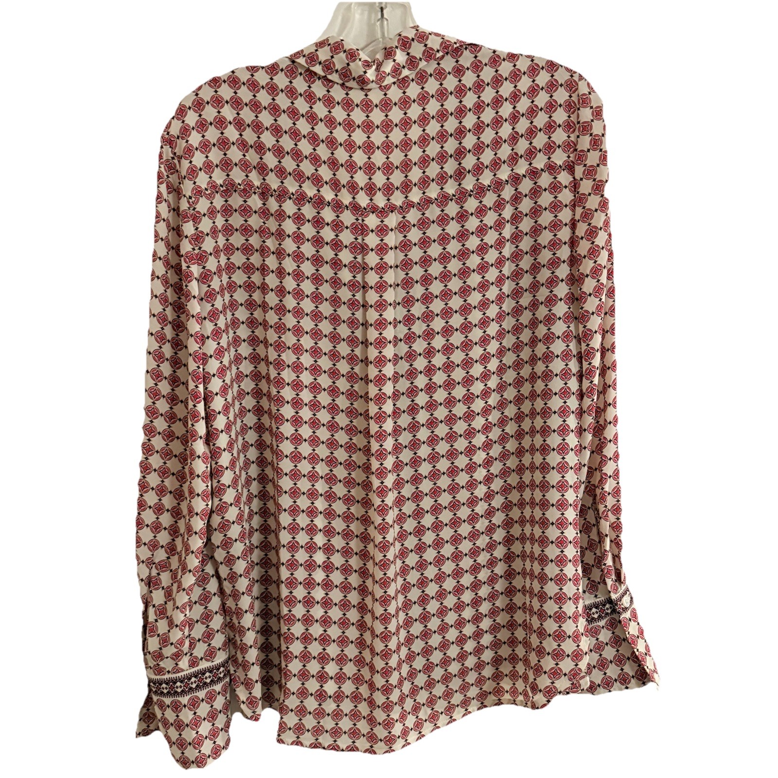 Max Studio Long Sleeve Button Up Blouse Pink Geom… - image 2