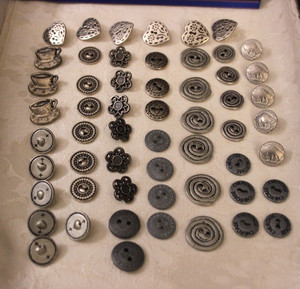 Lot of 56 Silver Metal Buttons