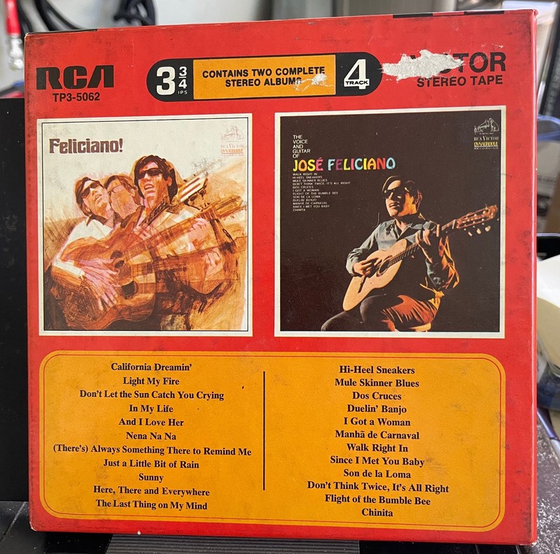 JOSE FELICIANO Feliciano! The voice and Guitar  7" REEL TO REEL TAPE - Tested.