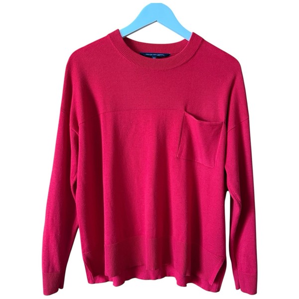 French Connection Jumper Womens XS Red Cotton Soft Modal Oversized Boxy Knit