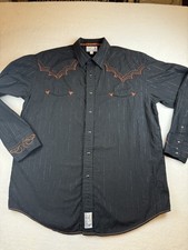 Panhandle Slim Rockabilly Western Shirt snap Retro Style black L