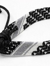 2x Keffiyeh Bracelets - Palestinian Kufiya Pattern Wristband - Adjustable Fabric