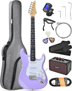 Leo Jaymz 39in Beginner Electric Guitar Kit Lavender SSS w Amp Gig Bag