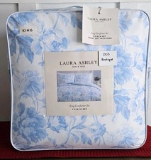 NIB LAURA ASHLEY BLUE VINE FLORAL 7 PC KING COMFORTER SET ANJA TEXTURED TOILE