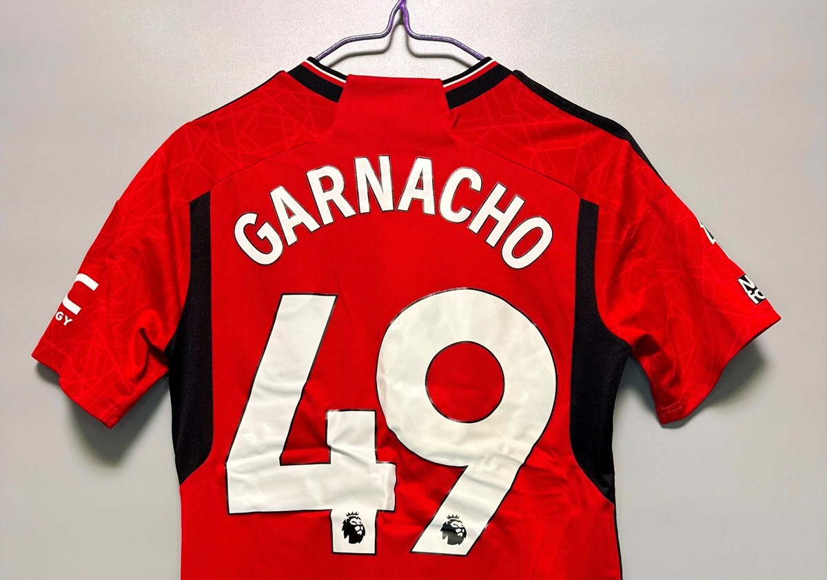 MANCHESTER UNITED 2023/2024 HOME JERSEY #49 GARNACHO SIZE YL YOUTH