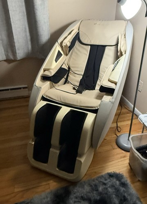 #ad #ad Beige and Black Electric Massage Chair Faux Leather Solid Pattern 1 Seat 40quot; $800.00