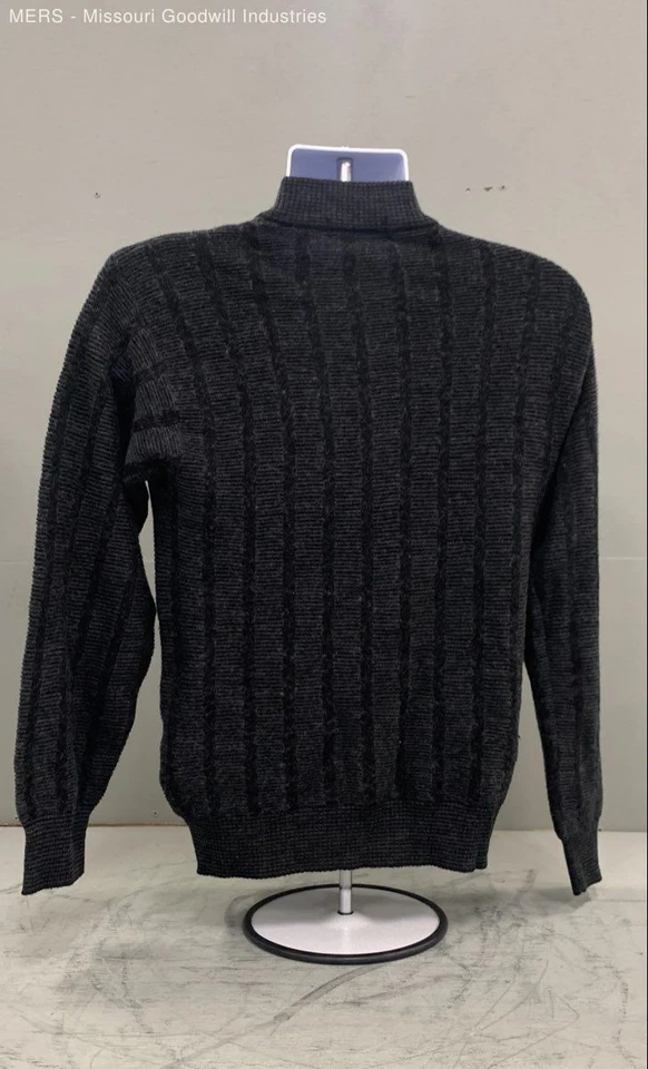 Suéter Pullover Cuello Simulado Tejido Acanalado Carbón Murano Hombres Med Italia Mezcla de Lana Foto 2 de 3