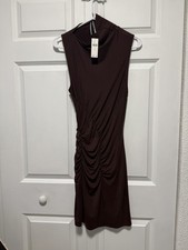 Size S Women’s Brown Anthropologie Ruched Mock Neck Dress NWT