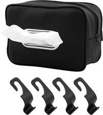 Car Tissue Holder, PU Leather Backseat Rectangle Napkin Organizer Tissue Box