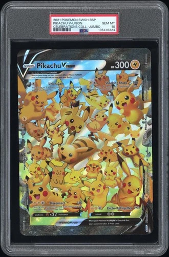 2021 POKEMON SWSH BLACK STAR PROMO CELEBRATIONS COLL-TAG PIKACHU V-UNION PSA 10