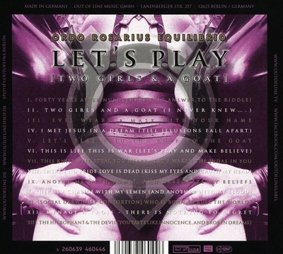 ORDO ROSARIUS EQUILIBRIO LET'S PLAY (TWO GIRLS AND A GOAT) NEW CD
