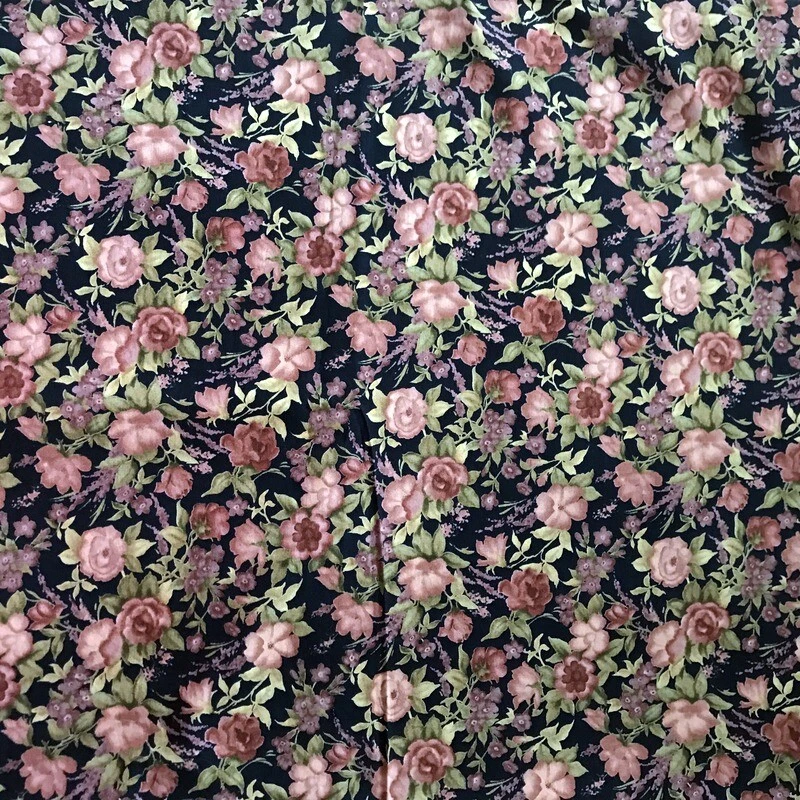 Moda Fabrics 42 x 72"  piece cotton Pink Roses Dark Blue background F473 - Image 3 of 3